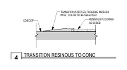 Resinous to Concrete floor transition detail